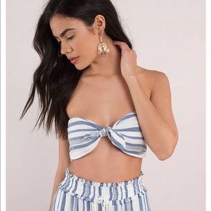 LOST + WANDER MARINA WHITE and blue BRA bandeau